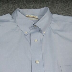 Roundtree Yorke Shirt Men 19 34 Big Gold Label Blue Button Down Flawed